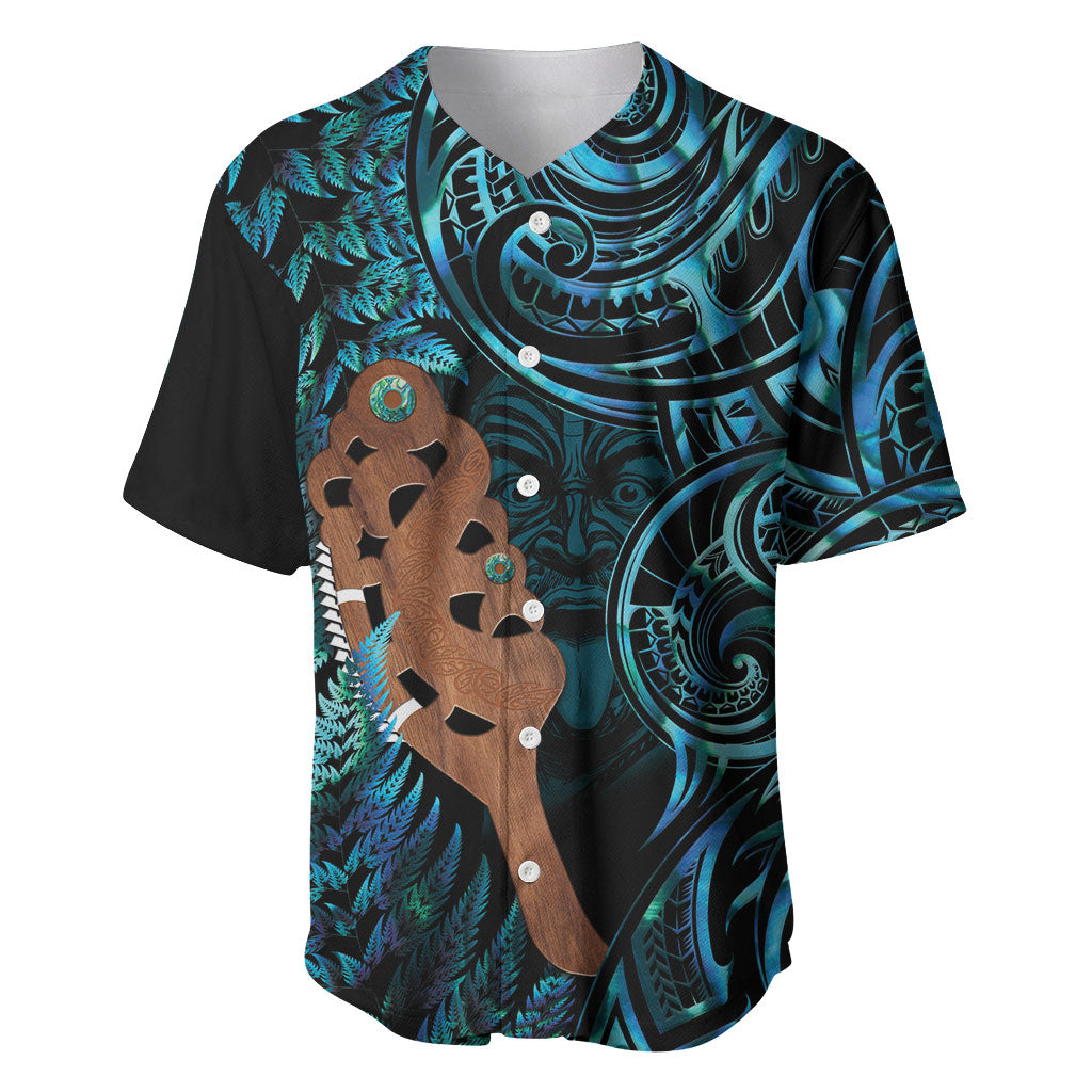 Maripi New Zealand Baseball Jersey Maori Weapon Paua Shell Haka Fern LT14 Turquoise - Polynesian Pride