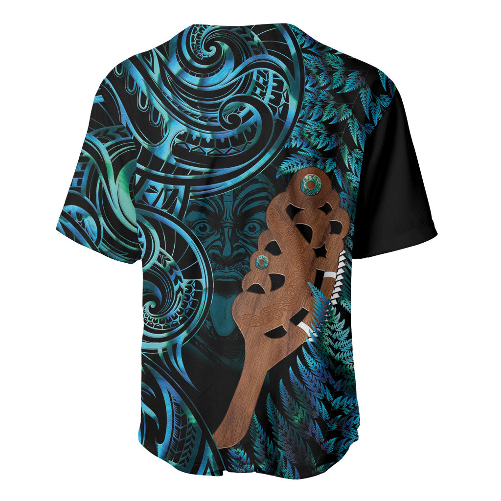 Maripi New Zealand Baseball Jersey Maori Weapon Paua Shell Haka Fern