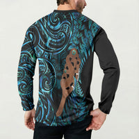 Maripi New Zealand Button Sweatshirt Maori Weapon Paua Shell Haka Fern