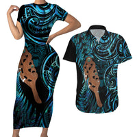 Maripi New Zealand Couples Matching Short Sleeve Bodycon Dress and Hawaiian Shirt Maori Weapon Paua Shell Haka Fern