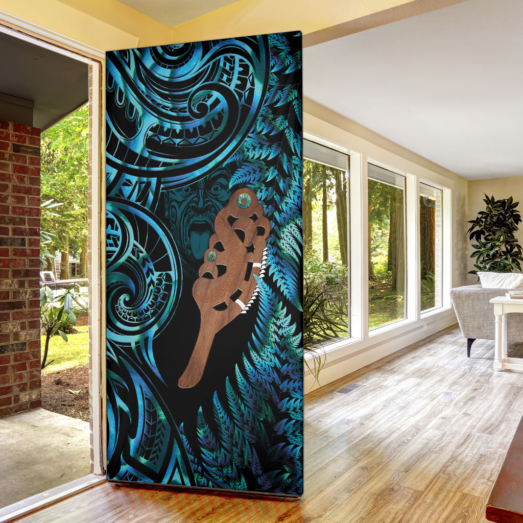 Maripi New Zealand Door Cover Maori Weapon Paua Shell Haka Fern
