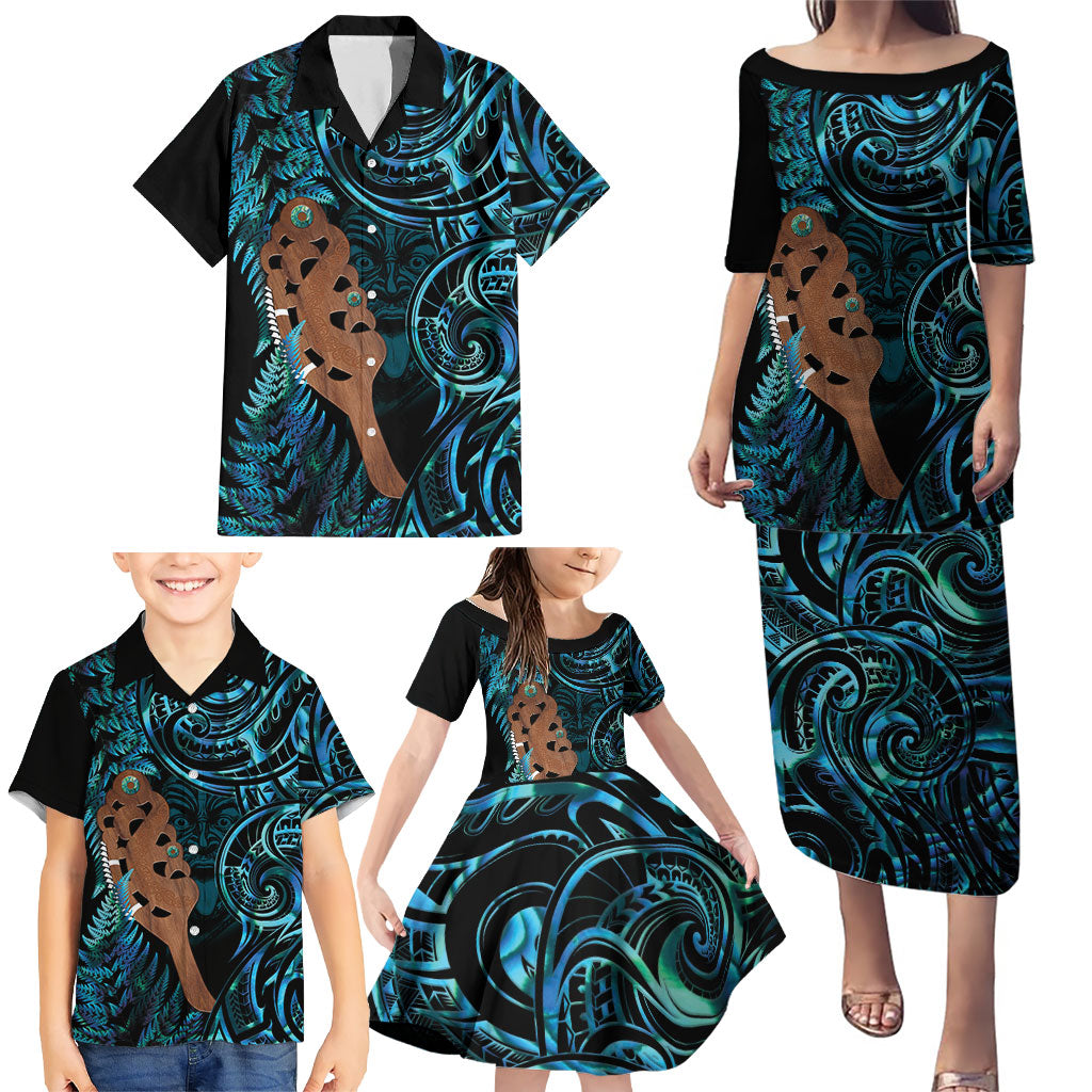 Maripi New Zealand Family Matching Puletasi and Hawaiian Shirt Maori Weapon Paua Shell Haka Fern LT14 - Polynesian Pride