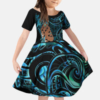 Maripi New Zealand Family Matching Summer Maxi Dress and Hawaiian Shirt Maori Weapon Paua Shell Haka Fern