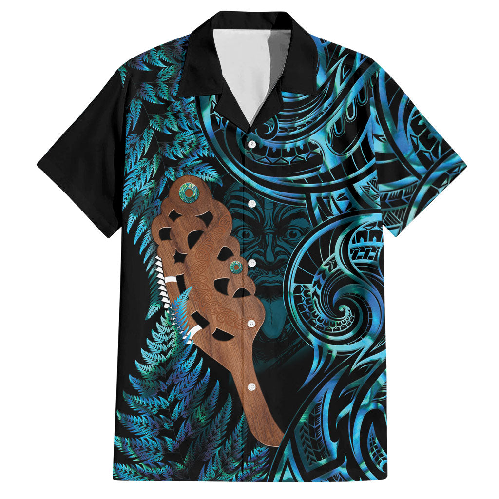 Maripi New Zealand Hawaiian Shirt Maori Weapon Paua Shell Haka Fern LT14 Turquoise - Polynesian Pride