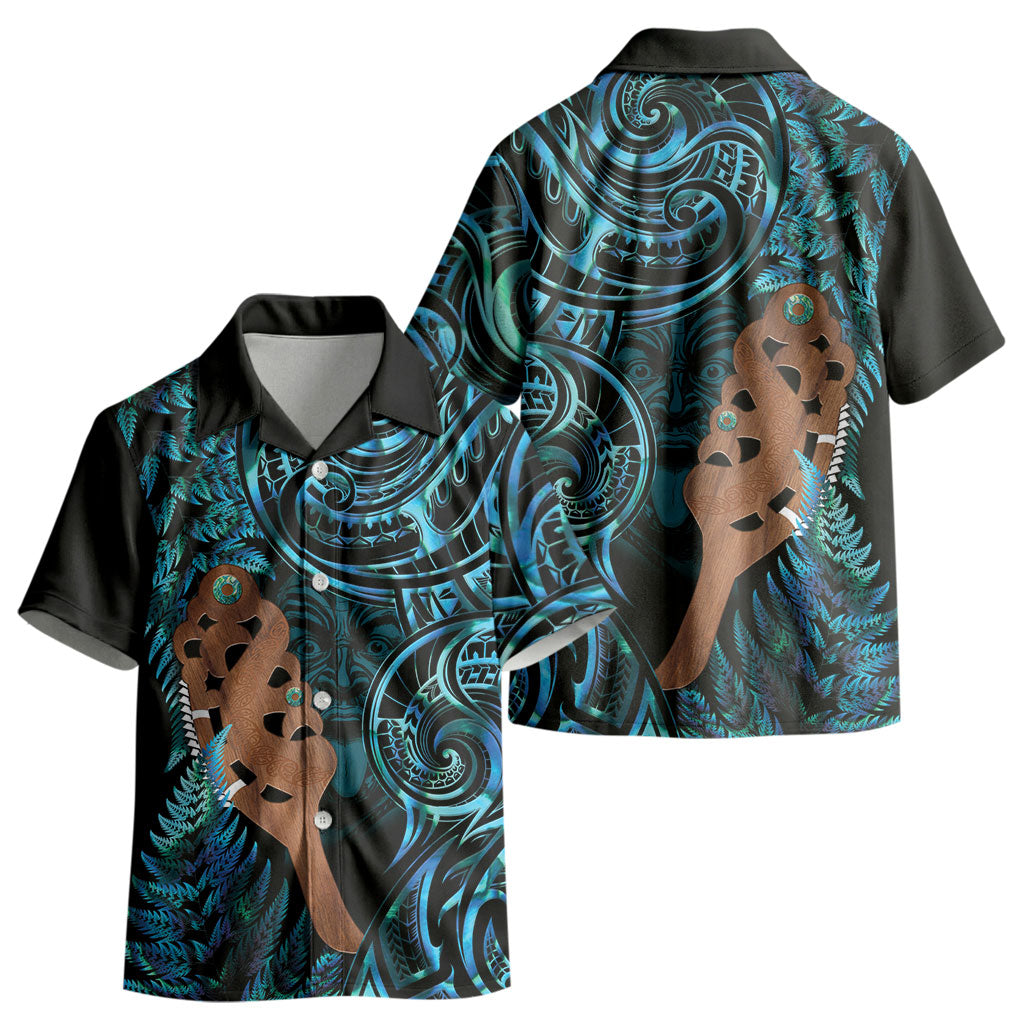 Maripi New Zealand Kid Hawaiian Shirt Maori Weapon Paua Shell Haka Fern LT14 - Polynesian Pride