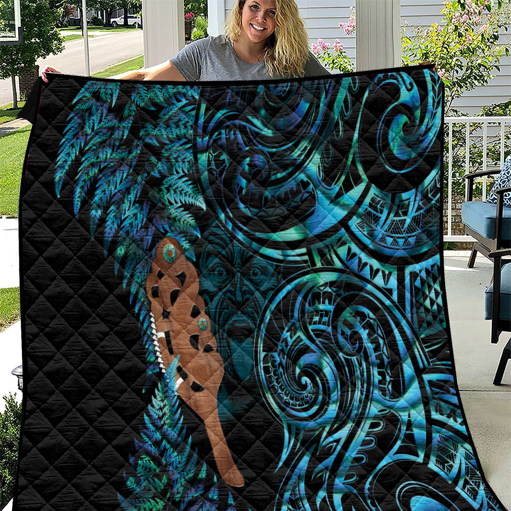 Maripi New Zealand Quilt Maori Weapon Paua Shell Haka Fern