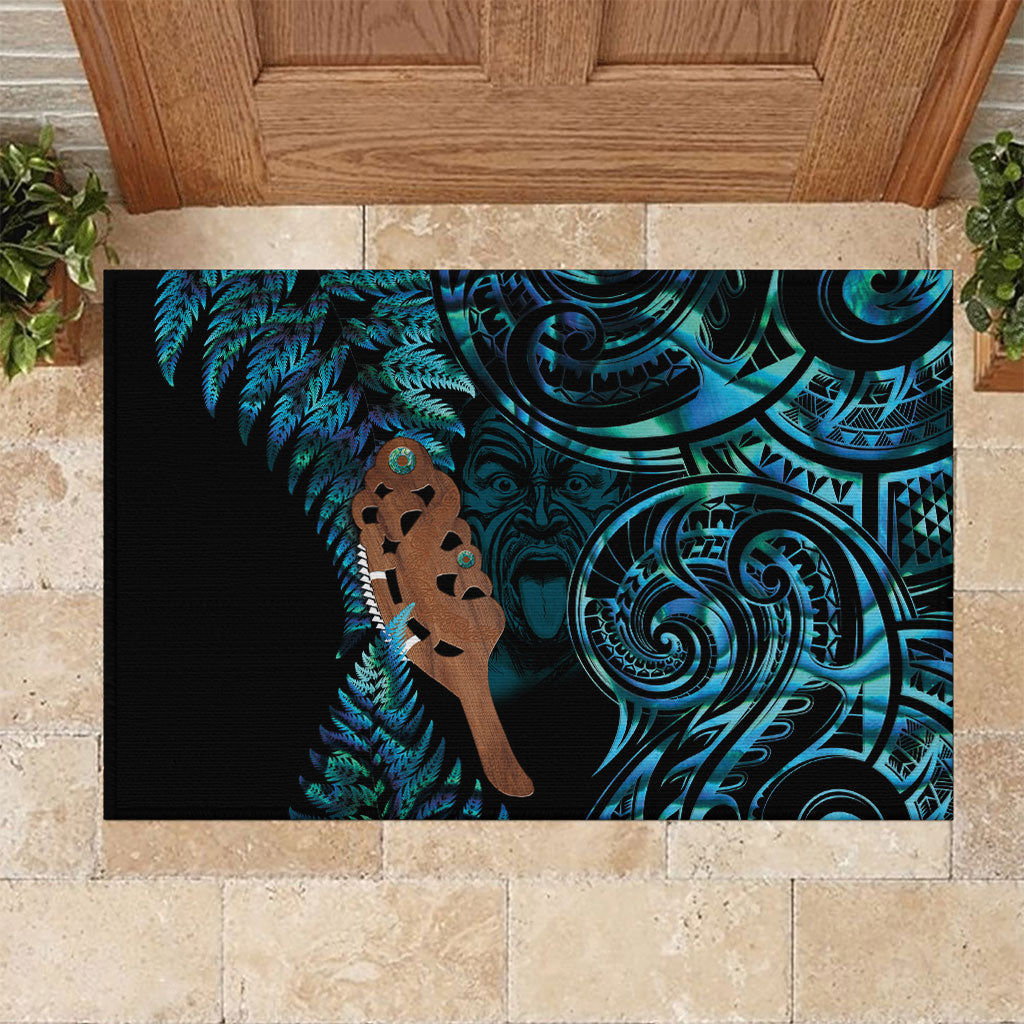 Maripi New Zealand Rubber Doormat Maori Weapon Paua Shell Haka Fern