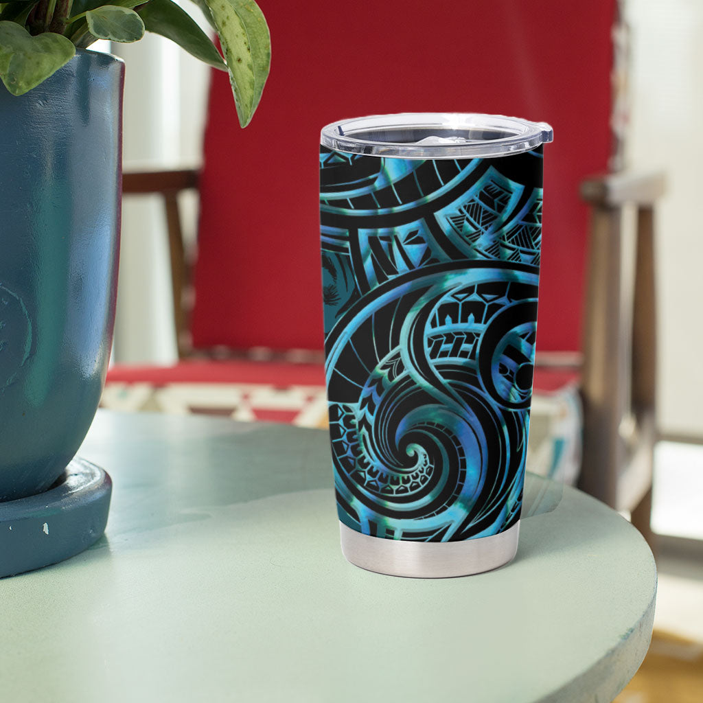 Maripi New Zealand Tumbler Cup Maori Weapon Paua Shell Haka Fern