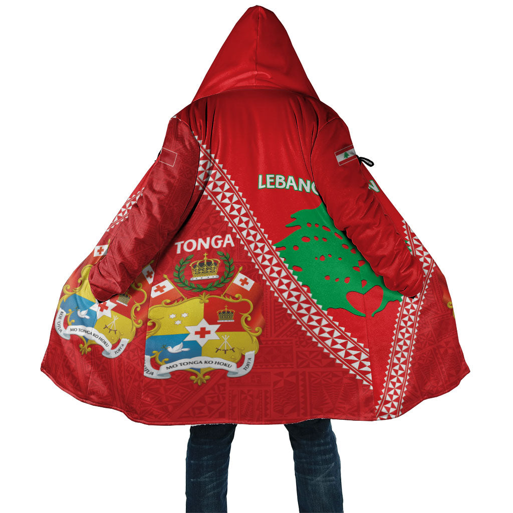Tonga And Lebanon Cloak 2026 Together Half Style LT14 Unisex Red - Polynesian Pride