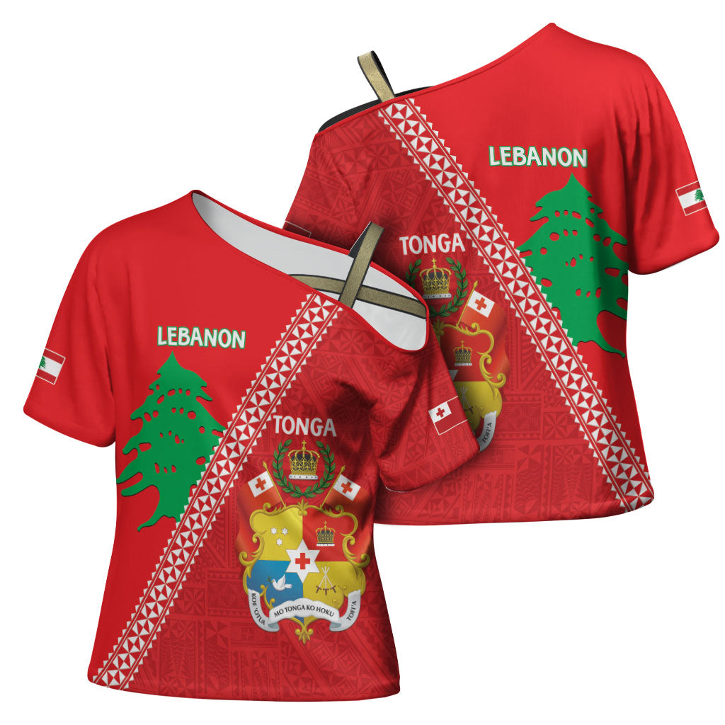 Tonga And Lebanon Cross Shoulder Shirt 2026 Together Half Style