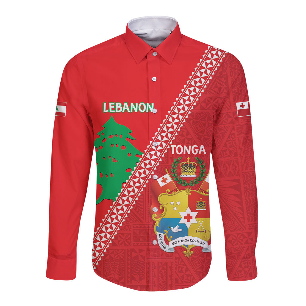 Tonga And Lebanon Long Sleeve Button Shirt 2026 Together Half Style