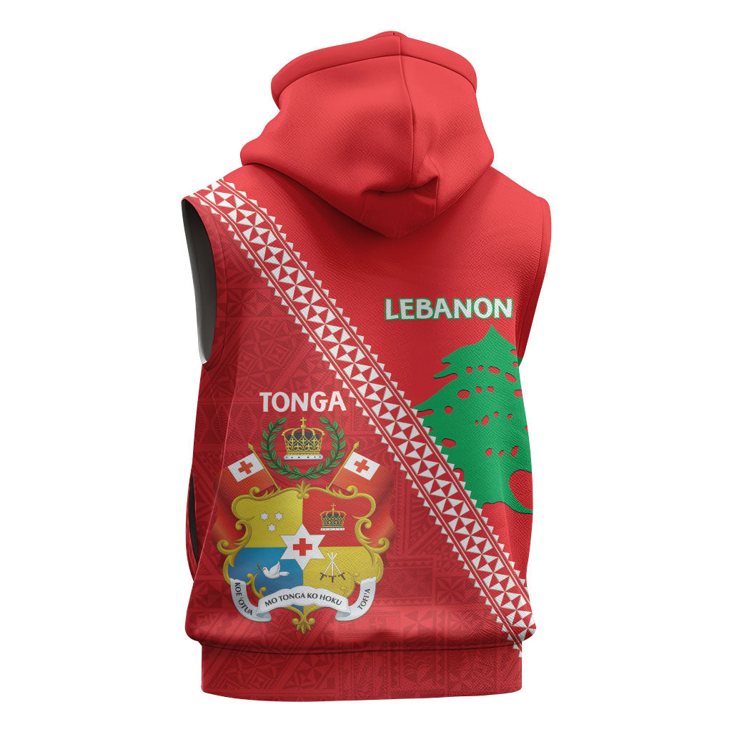 Tonga And Lebanon Sleeveless Zip Hoodie 2026 Together Half Style