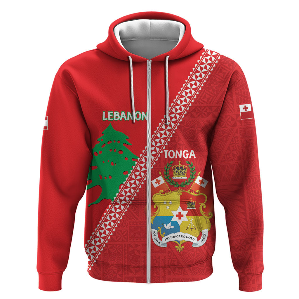 Tonga And Lebanon Zip Hoodie 2026 Together Half Style