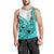 Hawaii Men Tank Top Polynesian Shark Tattoo With Plumeria Turquoise Gradient LT14 - Polynesian Pride