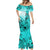 Hawaii Mermaid Dress Polynesian Shark Tattoo With Plumeria Turquoise Gradient LT14 - Polynesian Pride