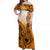 Orange Hawaii Family Matching Outfits Off Shoulder Maxi Dress And Hawaiian Shirt Polynesian Shark Tattoo LT14 - Polynesian Pride