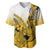 Hawaii Baseball Jersey Polynesian Shark Tattoo With Plumeria Gold Gradient LT14 Gold - Polynesian Pride