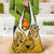 Gold Gradient Hawaii Grocery Bag Polynesian Shark Tattoo With Plumeria