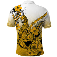 Hawaii Polo Shirt Polynesian Shark Tattoo With Plumeria Gold Gradient LT14 - Polynesian Pride