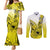 Hawaii Couples Matching Mermaid Dress and Long Sleeve Button Shirts Polynesian Shark Tattoo With Plumeria Yellow Gradient LT14 Yellow - Polynesian Pride