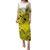 Hawaii Puletasi Polynesian Shark Tattoo With Plumeria Yellow Gradient LT14 Long Dress Yellow - Polynesian Pride