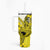 Hawaii Tumbler With Handle Polynesian Shark Tattoo With Plumeria Yellow Gradient