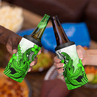 Hawaii 4 in 1 Can Cooler Tumbler Polynesian Shark Tattoo With Plumeria Green Gradient