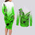 Hawaii Couples Matching Long Sleeve Bodycon Dress and Long Sleeve Button Shirts Polynesian Shark Tattoo With Plumeria Green Gradient LT14 - Polynesian Pride