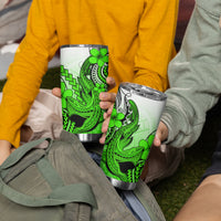 Hawaii Tumbler Cup Polynesian Shark Tattoo With Plumeria Green Gradient