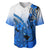 Hawaii Baseball Jersey Polynesian Shark Tattoo With Plumeria Blue Gradient LT14 Blue - Polynesian Pride