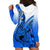Hawaii Hoodie Dress Polynesian Shark Tattoo With Plumeria Blue Gradient LT14 - Polynesian Pride