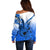 Hawaii Off Shoulder Sweater Polynesian Shark Tattoo With Plumeria Blue Gradient LT14 - Polynesian Pride