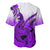 Hawaii Baseball Jersey Polynesian Shark Tattoo With Plumeria Purple Gradient LT14 - Polynesian Pride