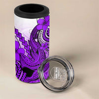 Hawaii 4 in 1 Can Cooler Tumbler Polynesian Shark Tattoo With Plumeria Purple Gradient