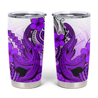 Hawaii Tumbler Cup Polynesian Shark Tattoo With Plumeria Purple Gradient
