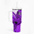 Hawaii Tumbler With Handle Polynesian Shark Tattoo With Plumeria Purple Gradient