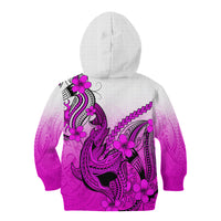 Hawaii Kid Hoodie Polynesian Shark Tattoo With Plumeria Pink Gradient LT14 - Polynesian Pride