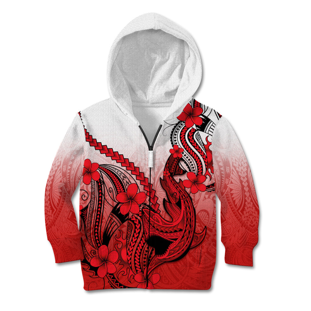 Hawaii Kid Hoodie Polynesian Shark Tattoo With Plumeria Red Gradient LT14 - Polynesian Pride