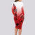 Hawaii Long Sleeve Bodycon Dress Polynesian Shark Tattoo With Plumeria Red Gradient LT14 - Polynesian Pride