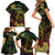 Personalised Hawaii Nene Goose Family Matching Short Sleeve Bodycon Dress and Hawaiian Shirt Hawaiian Map Hibiscus Polynesian Art - Reggae Gradient