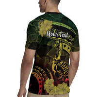 Personalised Hawaii Nene Goose Rugby Jersey Hawaiian Map Hibiscus Polynesian Art - Reggae Gradient