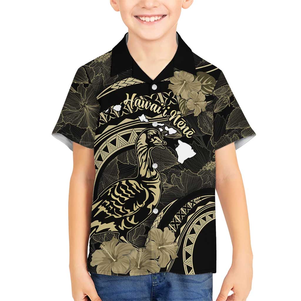 Personalised Hawaii Nene Goose Family Matching Off Shoulder Maxi Dress and Hawaiian Shirt Hawaiian Map Hibiscus Polynesian Art - Beige