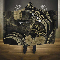 Personalised Hawaii Nene Goose Hooded Blanket Hawaiian Map Hibiscus Polynesian Art - Beige