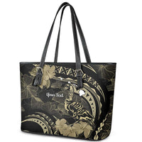 Personalised Hawaii Nene Goose Leather Tote Bag Hawaiian Map Hibiscus Polynesian Art - Beige