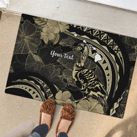 Personalised Hawaii Nene Goose Rubber Doormat Hawaiian Map Hibiscus Polynesian Art - Beige