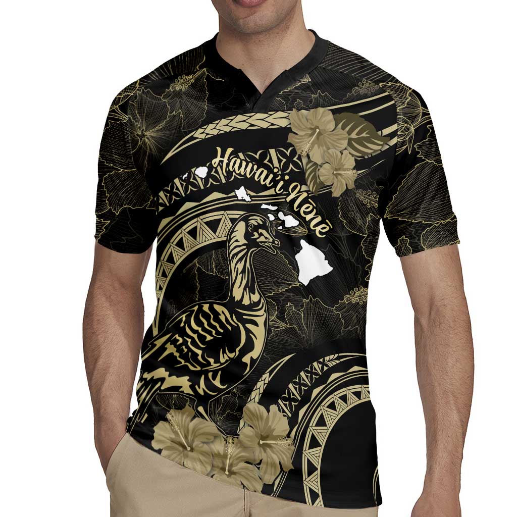 Personalised Hawaii Nene Goose Rugby Jersey Hawaiian Map Hibiscus Polynesian Art - Beige