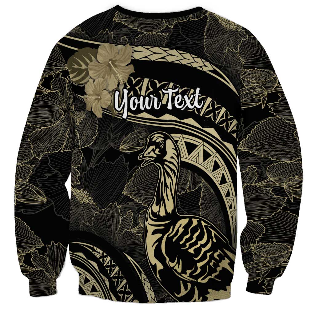 Personalised Hawaii Nene Goose Sweatshirt Hawaiian Map Hibiscus Polynesian Art - Beige