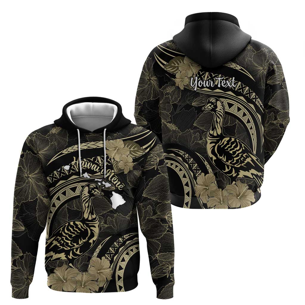 Personalised Hawaii Nene Goose Zip Hoodie Hawaiian Map Hibiscus Polynesian Art - Beige
