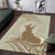 Personalised Hawaii Monk Seal Area Rug Polynesian Tattoo With Tropical Flowers - Beige Pastel