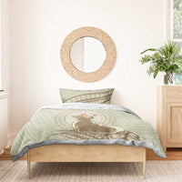 Personalised Hawaii Monk Seal Bedding Set Polynesian Tattoo With Tropical Flowers - Beige Pastel LT14 - Polynesian Pride